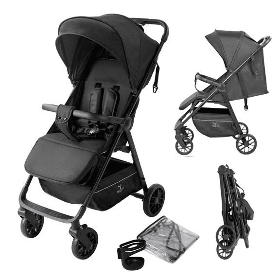 Upgraded Lightweight Travel Baby Stroller Portable Infant Stroller with Cup Holder andRain Cover,One Button Folding,for Newborns to Toddlers(0-36 Months),12 Pounds,Unisex Black