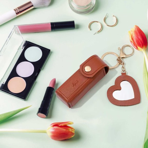 Upgraded Lipstick Storage Box With Mirror Coin Purse Keychain Lipstick Mini Storage Bag J