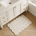 thumbnail image 1 of Upgraded Luxury Bathroom Rugs, Boho Farmhouse Cute Aesthetic Preppy Scalloped Bath Mat for Bathroom, Anti Slip, Absorbent(Grey, 23.62x15.75in), 1 of 9