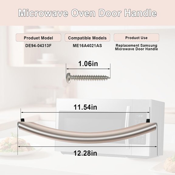 Upgraded ME16A4021AS Microwave Door Handle, Compatible with Ovens, & Easy Install
