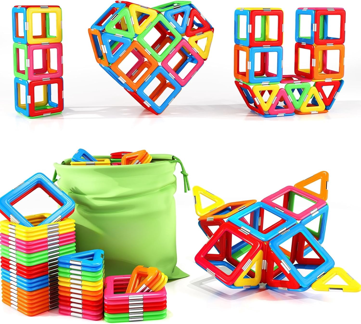 Upgraded Magnetic Blocks Tough Tiles STEM Toys for 3+ Year Old Boys and ...
