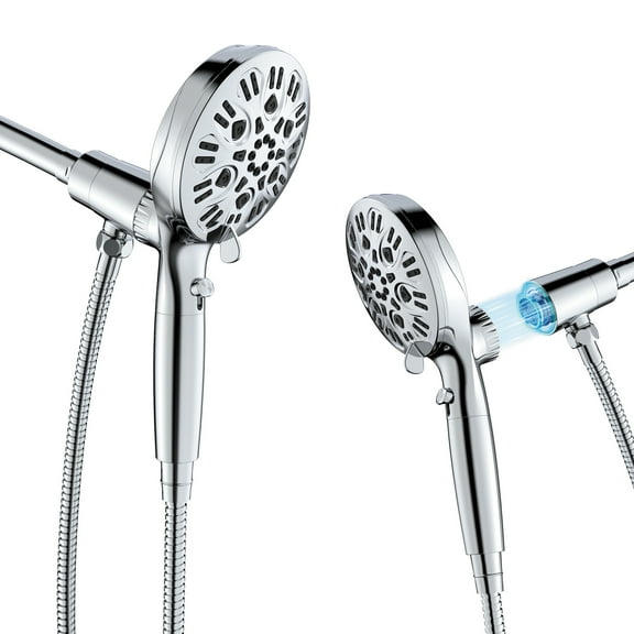 Upgraded Magnetic Guidance Docking System - High-Pressure 11-setting Handheld Shower Head with Giant 5 inch Face, Magnetic Bracket, Extra-long 70 inch Stainless Steel Hose/All Chrome Finish
