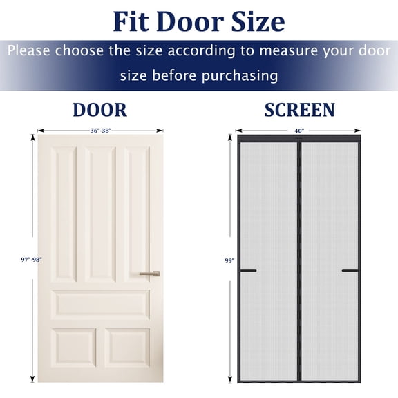 Upgraded Magnetic Screen Door For Tall To 38x98 With 42 Longer & Stronger Retractable Doors Heavy Duty Fiberglass Mesh Closure Single