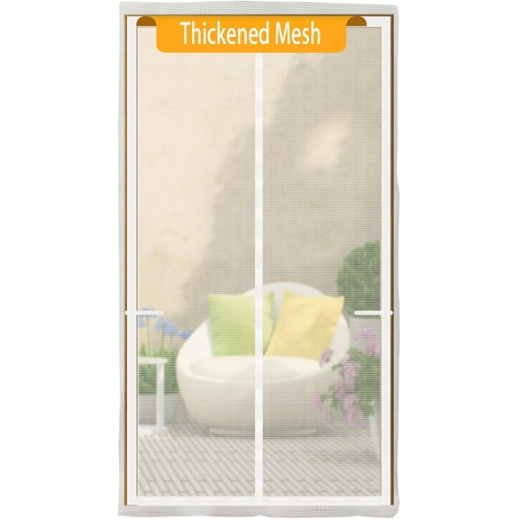 Upgraded Magnetic Screen Door Thicker 250g/m Reinforced Mesh,36 Longer Magnets,Door Screen Magnetic Closure for Single Door,Heavy Duty Door Net Screen with Magnet,Fit Doors to 36 x 80 Inch,White