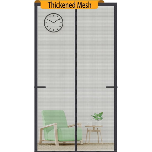 Upgraded Magnetic Screen Door Thicker 250g/m Reinforced Mesh,36 Longer Magnets,Door Screen Magnetic Closure for Single Door,Heavy Duty Door Net Screen with Magnet,Fit Doors to 36 x 80 Inch,Black