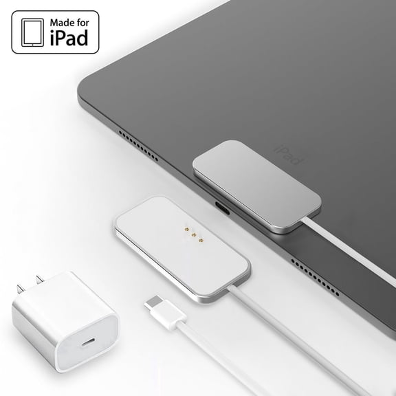 Magnetic Charger for iPad Pro 12.9" 3rd 4th 5th 6th Gen, 13" Pad Air M2 M3 M4, Max 27W Smart Connector Fast Charging, 2m Cable + Power Adapter