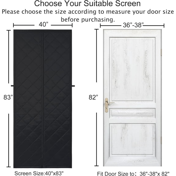Upgraded Magnetic Thermal Insulated Door Curtain,Thicken Polyester Fiberfill & Thicker Oxford Fabric,Temporary Magnetic Screen Door,Folding Doors Insulation Cover,Window Insulation Kit for Winter