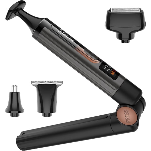 Upgraded Mens Electric Back Shaver Body Grooming kit Trimmer Facial Arm Chin Beard Cordless Hair Clipper with Adjustable Extension Handel Waterproof LED Display