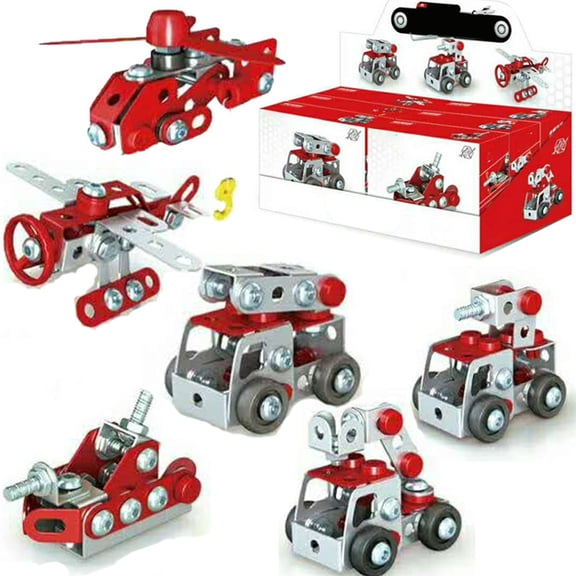 Upgraded Metal Assembled Engineering Vehicle Screw Tightening Toy Model Building Blocks For Children Military Ship Gift