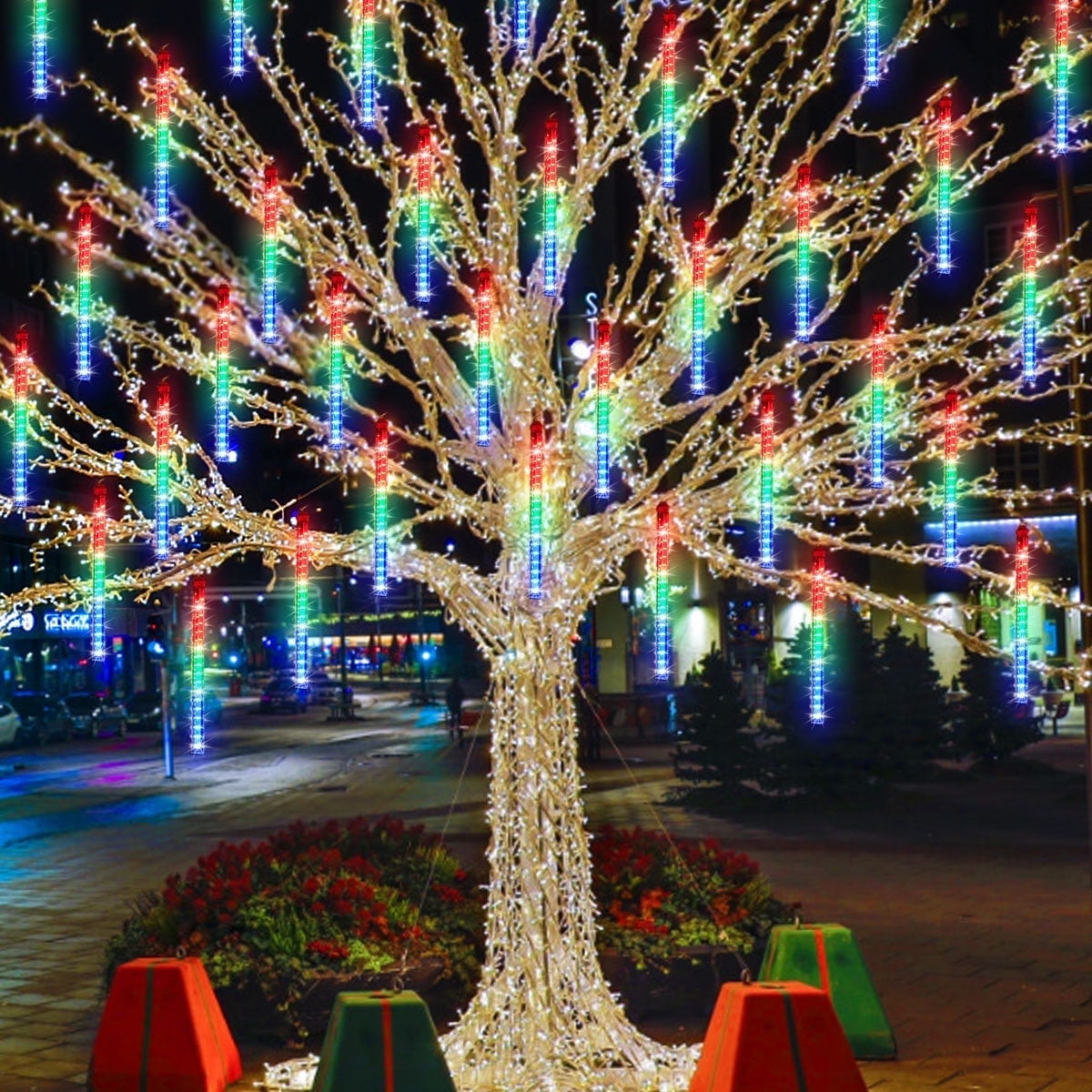 GLUAAE Upgraded Meteor Shower Rain Lights, 50cm 10 Tubes 540 LED, Waterproof Cascading Lights for Holiday Party Wedding Christmas Tree Decoration(Multi Color)