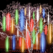 Upgraded Meteor Shower Rain Lights, Waterproof Drop Icicle Snow Falling Raindrop 50cm 10 Tubes Cascading Lights for Wedding Xmas Home D cor Multi Color
