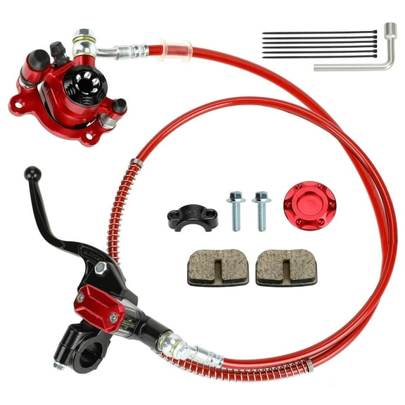 Upgraded Mini Bike Hydraulic Brake Kit Compatible with Baja Doodle Bug DB30 Blitz Dirt Bug Racer Predator 79cc 97cc 212cc 2.8hp 3.0hp Engine Minibike Parts with Pads (Red)