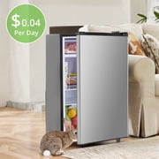 Upgraded Mini Fridge, 3.2 Cu. Ft Mini Fridge with Freezer, Compact Single Door Adjustable Thermostat Low Noise, Silver