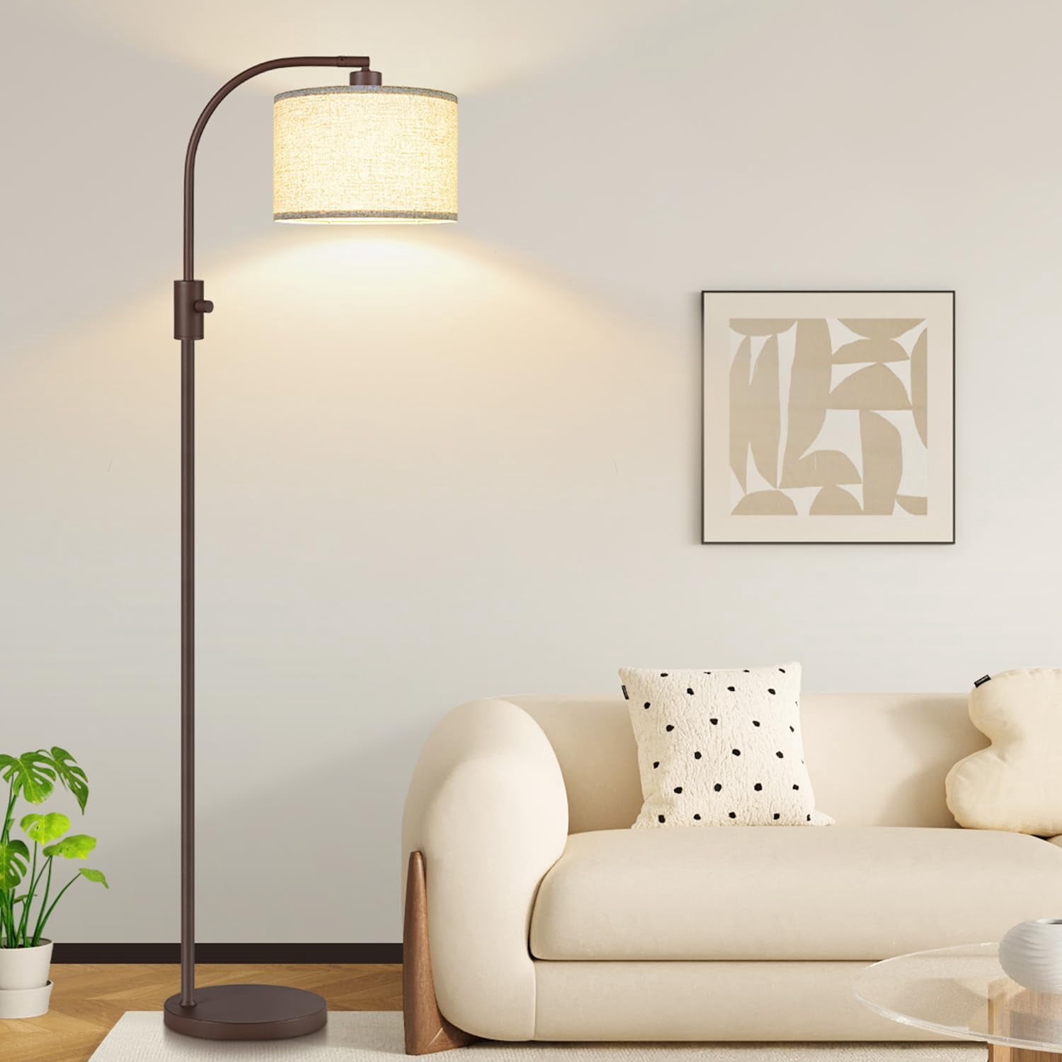 Upgraded Modern Arc Dimmable Tall Standing Floor Lamp with Shade, 1200 ...