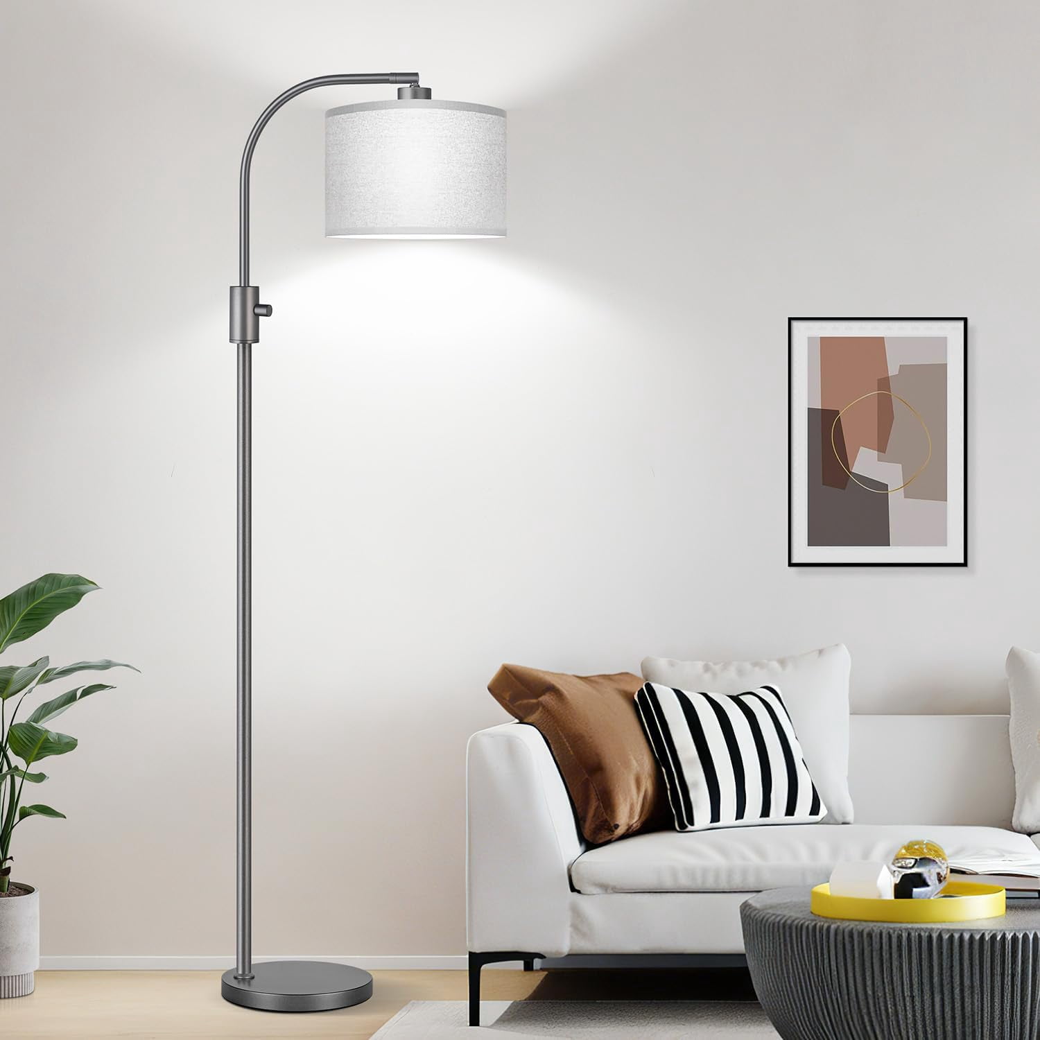Upgraded Modern Arc Dimmable Tall Standing Floor Lamp with Shade, 1200 ...