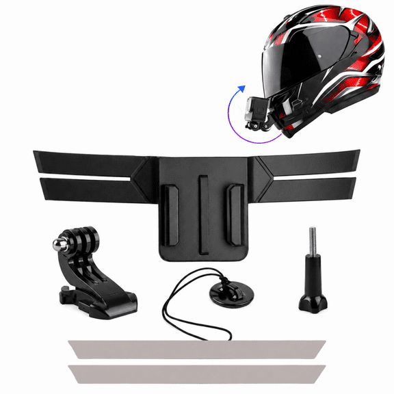 Upgraded Motorcycle Helmet Chin Mount for GoPro, Flexible Adhesive POV Chin Mount, Bendable Base, Strong 3M Adhesive Pads & J-Hook, Keeps Helmet Vent Clear, for Hero 11/10/9, DJI Osmo Action Camera