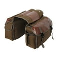 thumbnail image 1 of Upgraded Motorcycle Saddle Bags - 13x17 Inch Khaki Military Green Canvas & Leather Side Bags with 2 Side Pockets, Durable Riding Luggage for Bikes, 1 of 6