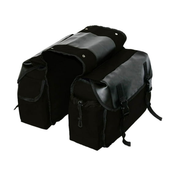 Upgraded Motorcycle Saddlebags with Side Pockets | Canvas & Leather Construction | 13x17 Inch Khaki Green Bag | 1-Pack