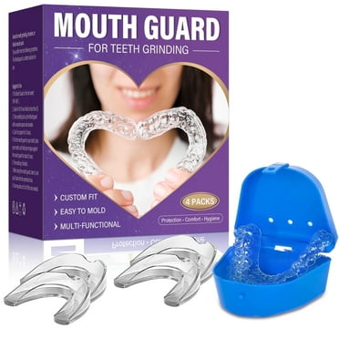 Upgraded Mouth Guard for Clenching Teeth At Night, Teeth Grinding Mouth Guard for Sleep, Includes Hygiene Case(4piece Set/2sizes)
