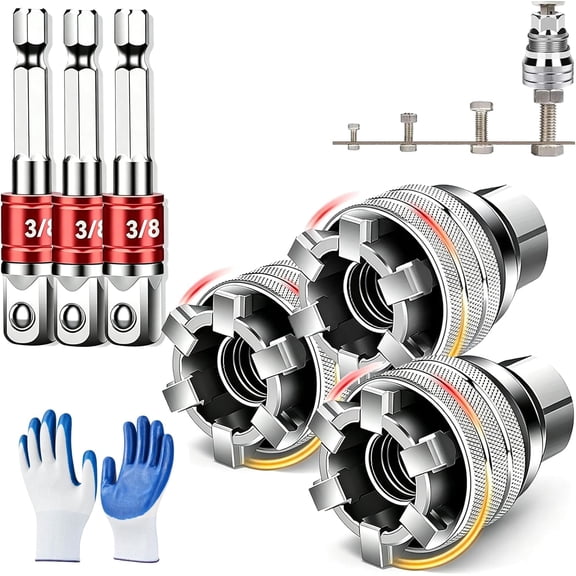 Upgraded Multi-Function Universal Socket Wrench Tool, Self Adjusting Universal Socket Wrench, 10mm-19mm Diy Universal Maintenance Tool For 3/8" Drive Ratchet Torque Wrench & Power Drill