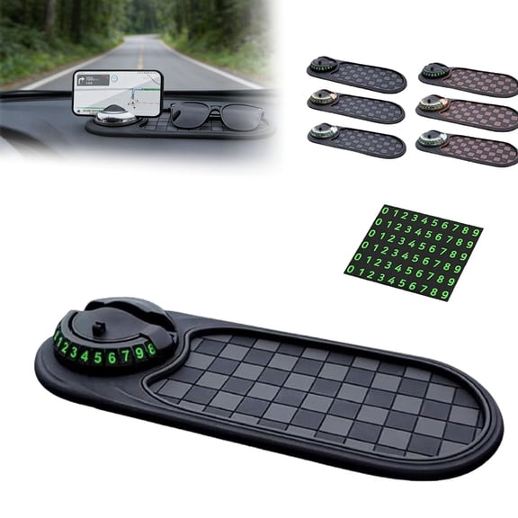 Upgraded Multi-Functional Support Anti-Slip Pad, Stick Pad 360, Car Buddy Dashboard, with Temporary Parking Number, Anti-Skid Car Mat Organizer for Sunglasses