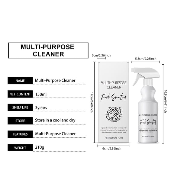 Upgraded Multi-purpose Cleaner Household Cleaner With Mild Hands-free Whole House Cleaning Multi-scene Kitchen And Bathroom Cleaner 150ml B