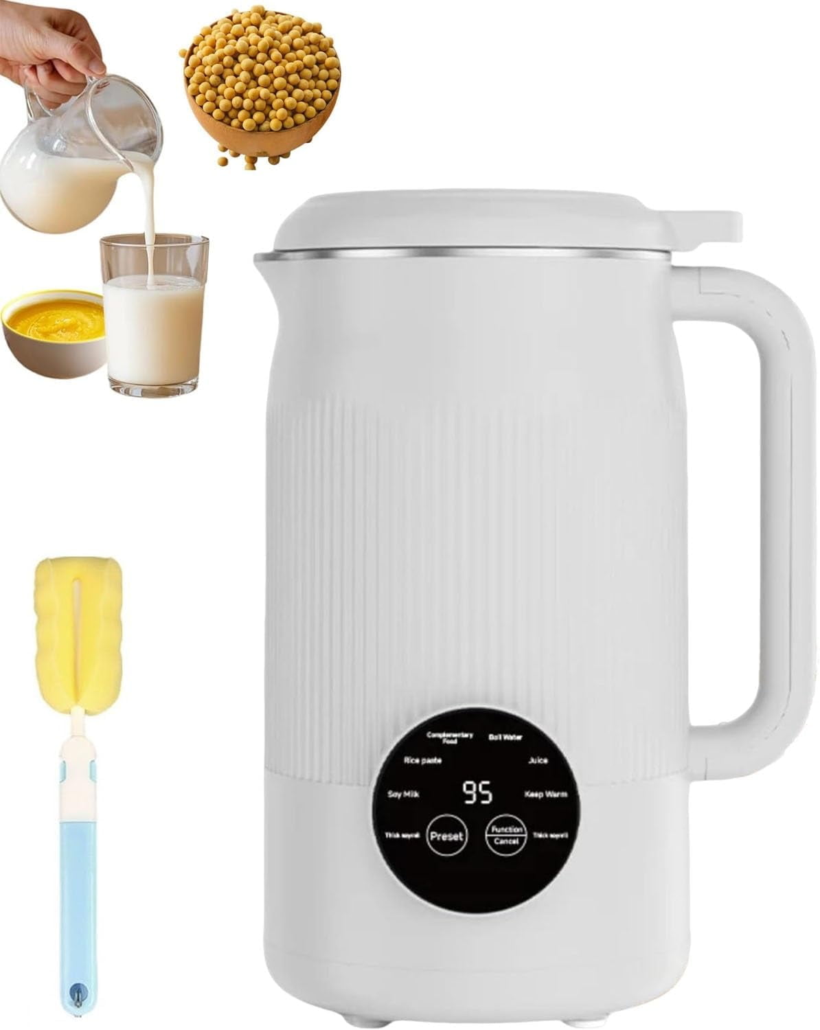 Upgraded Multifunction 8-in-1 Nut Milk Maker Machine & Juice Maker with Stainless Steel Lid,Utomatic Plant-Based Milks Blender for Nuts,Oat,Soy Milks,12h Delay/Keep Warm/Self Cleaning