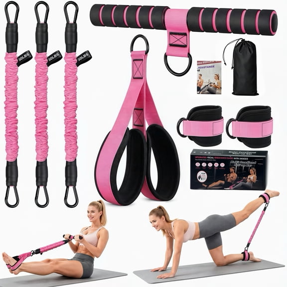 Upgraded Multifunction Pedal Resistance Band with Handle, 3 Tube Adjustable Resistance Bands for Abdomen, Waist, Arm, Core/ABS, Leg Workout - Sit Up Exercise Equipment for Women