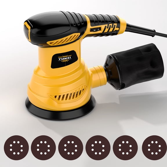 Upgraded Multifunctional Brushless Sander, Disc & Orbital Sander with Variable Speed, Ergonomic Grip & Dust Collection System for Woodworking & Auto Polishing