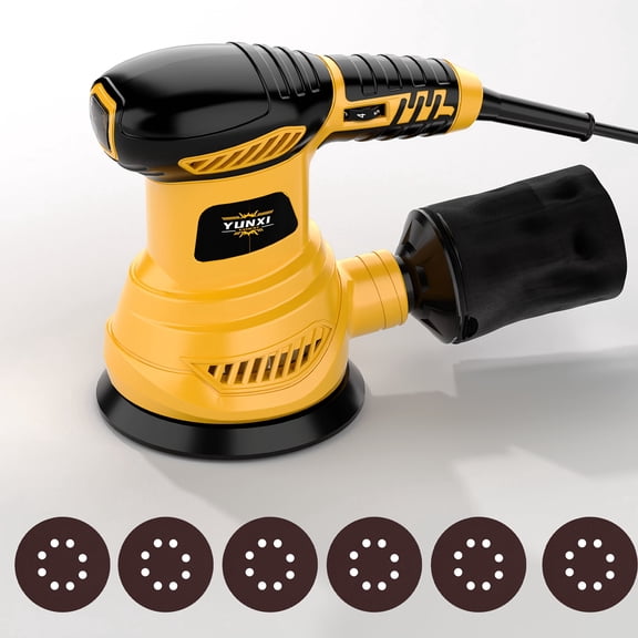 Upgraded Multifunctional Brushless Sander, Disc & Orbital Sander with Variable Speed, Ergonomic Grip & Dust Collection System for Woodworking & Auto Polishing
