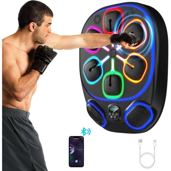 Upgraded Music Boxing Machine, Smart Bluetooth Boxing Music Workout Machine for Adults, Wall Mounted Music Boxing Machine with Smart Display Screen for Home, Indoor and Gym