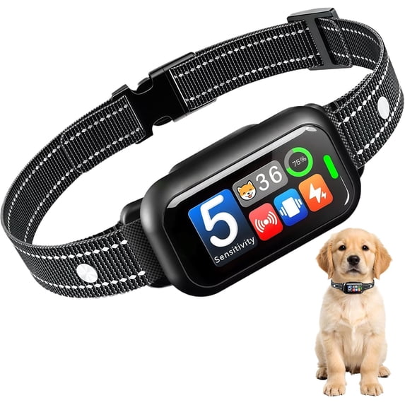 Upgraded NATGOVOD Smart Dog Bark Collar with 5 Modes, 5 Adjustable Sensitivity Levels & Bark Counter, Waterproof Automatic Shock Collar for Small, Medium, Large Dogs (10-120lbs)