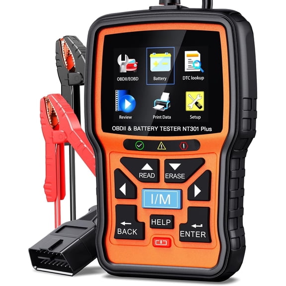 Upgraded of NT301, NT301 2-in-1 OBD2 Scanner Tester, Professional Code Reader Check Engine Diagnostic Scanner Tool, 12V Automotive Cranking Analyzer for 1996+