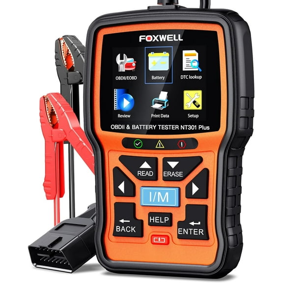 Upgraded of NT301, NT301 Plus 2-in-1 OBD2 Scanner Car Battery Tter, Profsional Code Reader Check Engine Diagnostic Tool, 12V Automotive Cranking Charging Analyzer for 1996+ Vehicle
