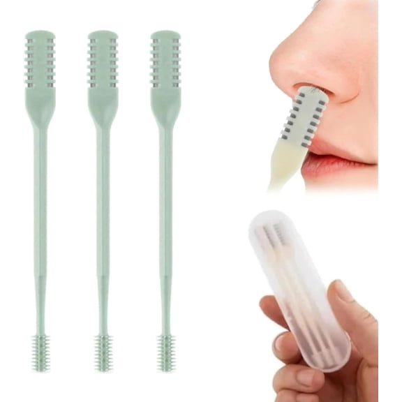 Upgraded Nasal Hair Cutter for Women Men, 2026 Travel Portable Manual Double Sided Nose Hair Cutter, 2 in 1 Nose Hair Remover 360° Rotating Nasal Grooming Tool (Green, 3pcs)