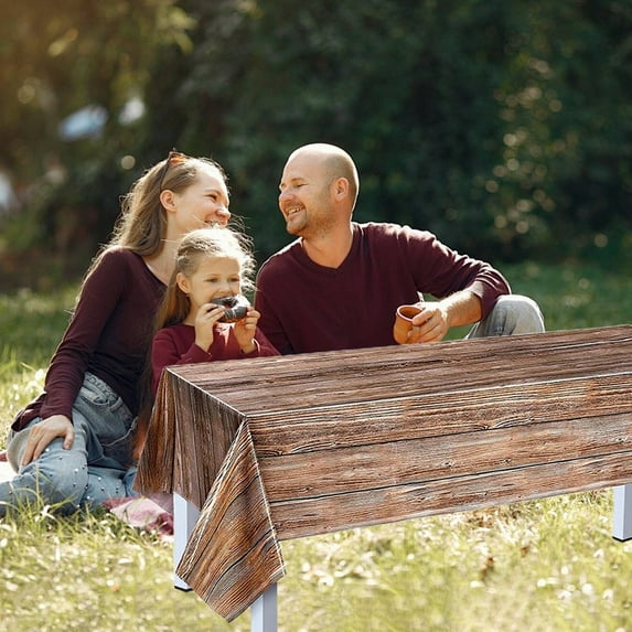Upgraded Natural Wood Grain Tablecloths Rustic Plastic Table Covers for Rectangle Table, Vintage Farmhouse Style Tablecloth Decorations for Western Barn Themed Birthday 53x92inch A