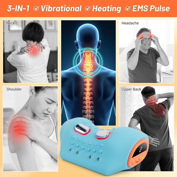 Upgraded Neck Massager 2025, Neck and Shoulder Massager with Heat, Stretcher, Vibration, Portable Cervical Traction Device, Neck Massagers for Pain Relief Deep Tissue