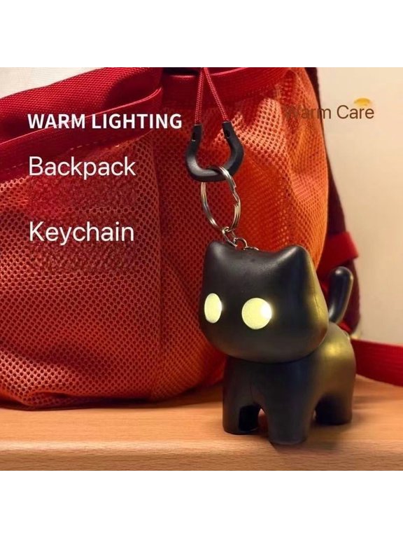Upgraded Night Light Keychain Cute Press Ball Glowing Pendant Mini Portable Cool Kitties Key Flashlights J