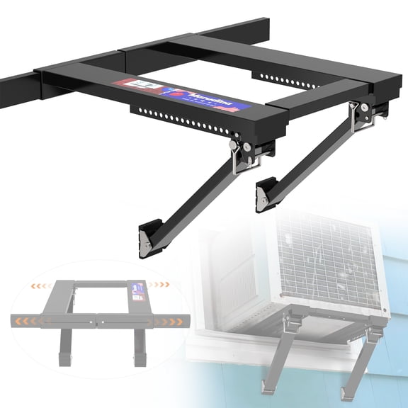 Upgraded No-Drill Window AC Bracket, Adjustable Window Air Conditioner Support for Single/Double Hung Windows, Heavy-Duty Holds 250lbs,Easy Installation, Rustproof Aluminum, Renter Friendly