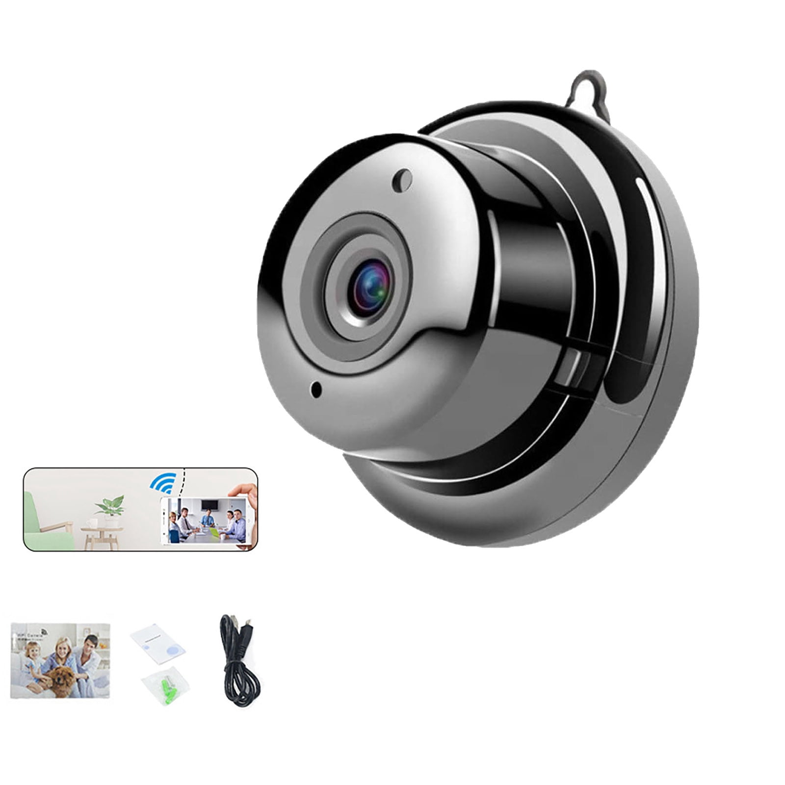 Upgraded No-Plug Camera, 1080P WiFi Mini Hidden Camera with Two-Way Audio, 170° Wide Angle, Long Battery Life, No-Drill Wireless Indoor Security Camera for Pet, Home, Office