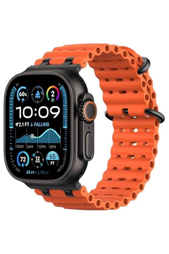 Upgraded Ocean Band Compatible with Apple Watch Ultra 3/2/1 49mm, S11/S10 46mm, 9/8/7 45mm, SE3/SE2/SE/6/5/4 44mm, 3/2/1 42mm, Metal Connector Breathable Sport Watch Strap for Men Women