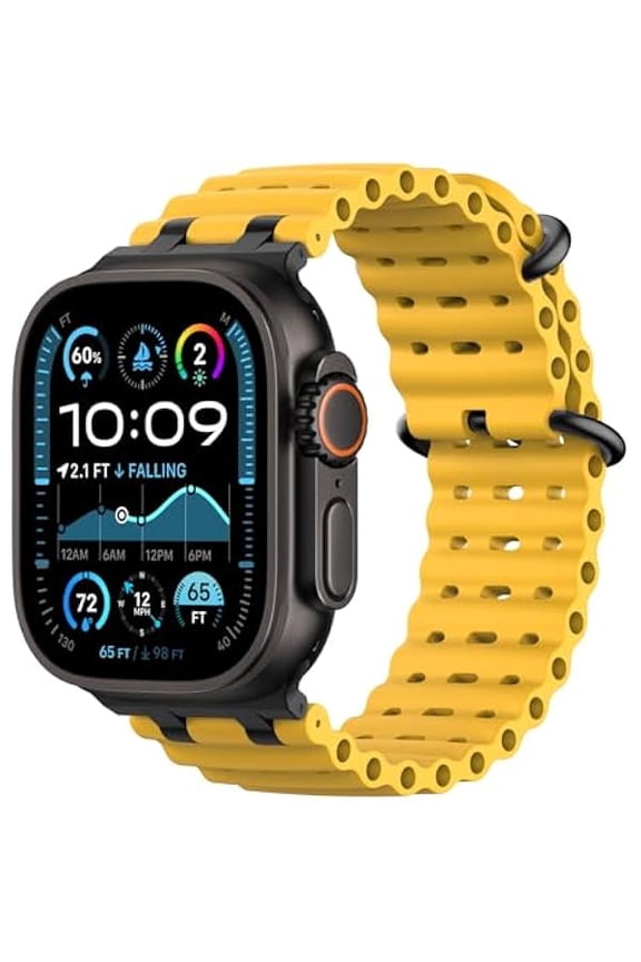 Upgraded Ocean Band Compatible with Apple Watch Ultra 3/2/1 49mm, S11/S10 46mm, 9/8/7 45mm, SE3/SE2/SE/6/5/4 44mm, 3/2/1 42mm, Metal Connector Breathable Sport Watch Strap for Men Women