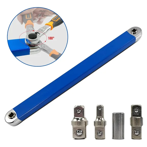 Upgraded Offset Extension Wrench Set, Impact Ready Tight Reach Wrench with 1/4, 3/8 and 1/2 Inch Square Drive Adapters for Hard-to-Reach Fasteners