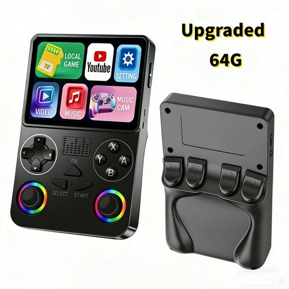 Upgraded Open Source Handheld Game Console,Supports Wifi Multiplayer Battles,Large Screen, Long Battery Life,Black-64G