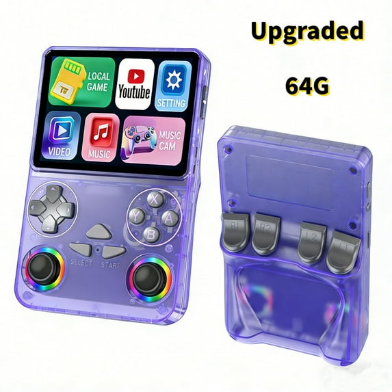 Upgraded Open Source Handheld Game Console,Supports Wifi Multiplayer Battles,Large Screen, Long Battery Life,Purple-64G
