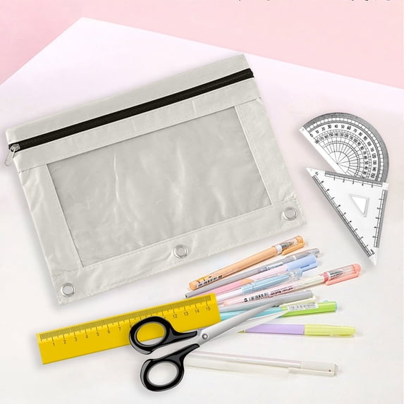 Upgraded Organized 2pc Cloth Eyelet Binder B5 Office Storage File Bag With Three Holes And Double Zipper Pen Bag E