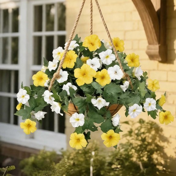 Upgraded Outdoor Patio Decoration Artificial Flower Plants Wall Hanging Flower Vines Hanging Home Decor Plants Wedding Decoration A