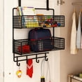 thumbnail image 1 of Upgraded Over The Door Organizer With Two Tier Storage Baskets And Hooks Metal Hanging Shelf For Bathroom Kitchen Pantry Space Saving Rack J, 1 of 6