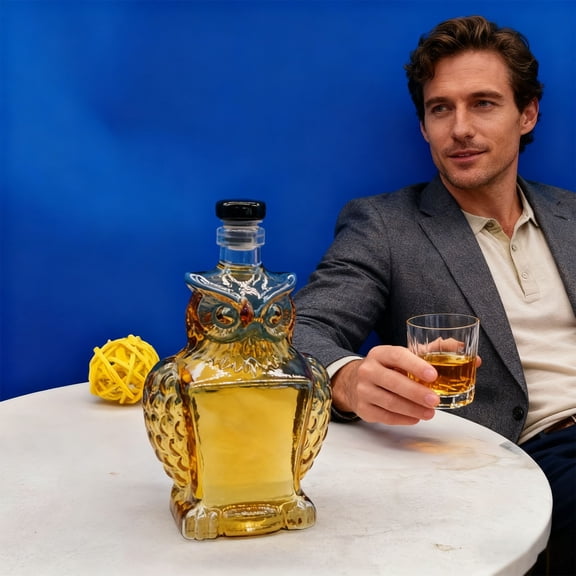 Upgraded Owl Whiskey Bottle High Borosilicate Glass Wine Bottle Whiskey Bottle E