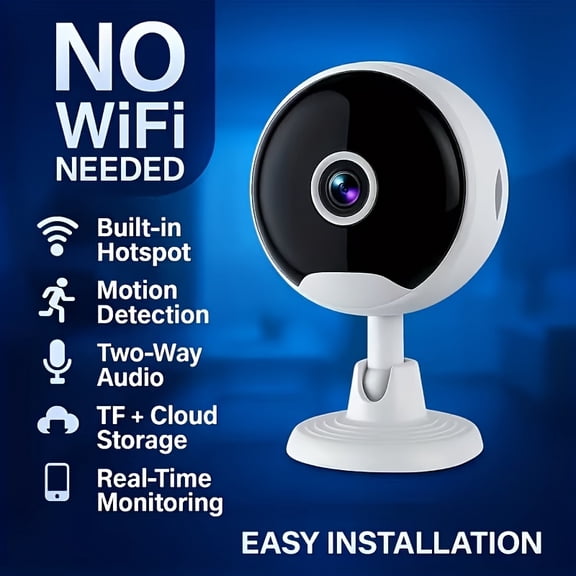 Upgraded P11 2K HD Security Camera, 2-Inch No WiFi Indoor Cam, AI Detection, Night Vision, Supports 256GB TF Card & Cloud Storage, USB Powered